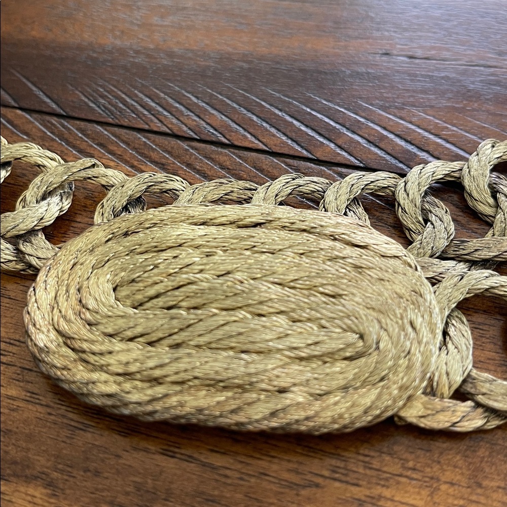 Vintage 50s 60s Braided Wire Metal Rope Chain Link gold tone metallic Belt 34 L - Picture 7 of 17